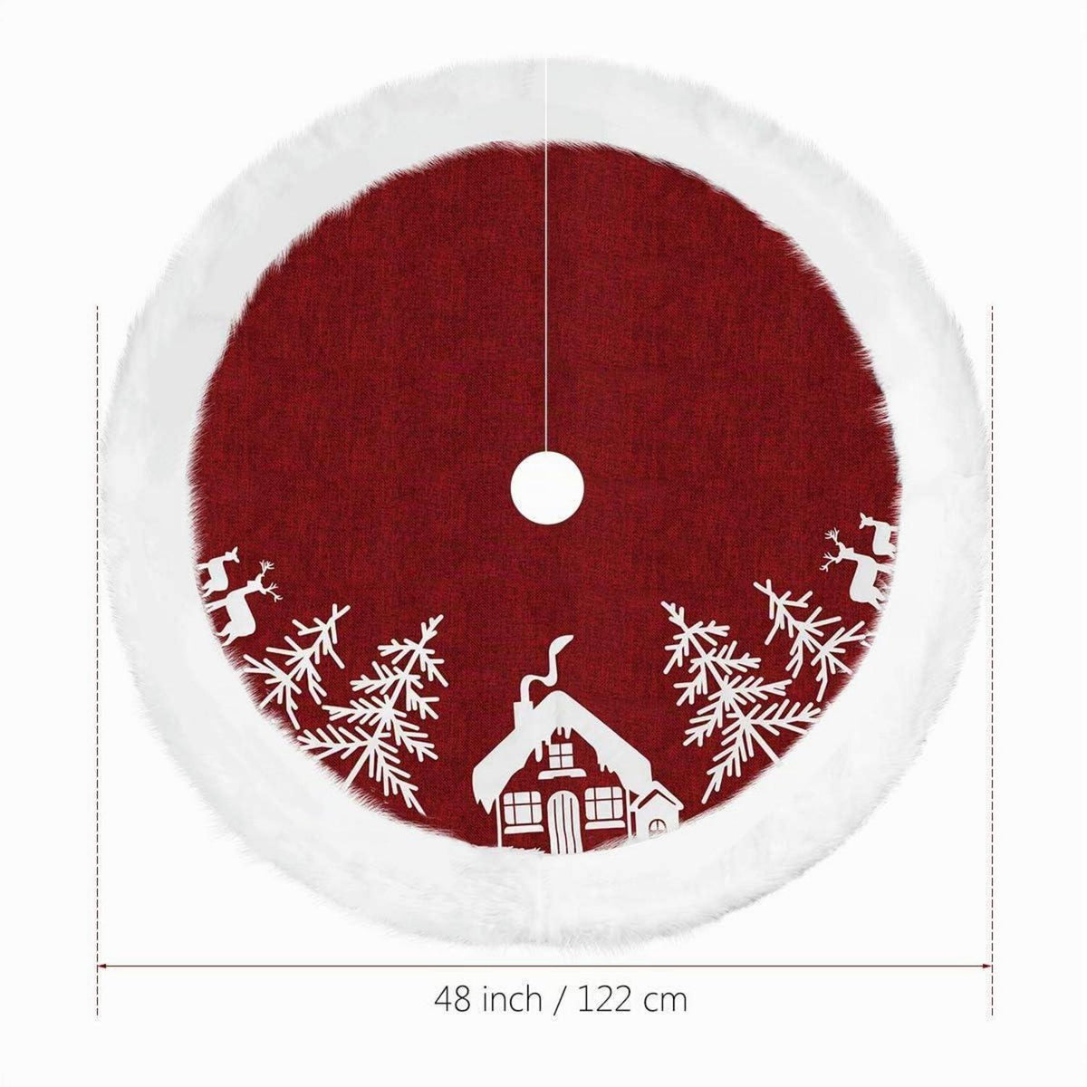 Weihnachtsbaum Rock Rot 122 cm mit Kunstpelzbesatz