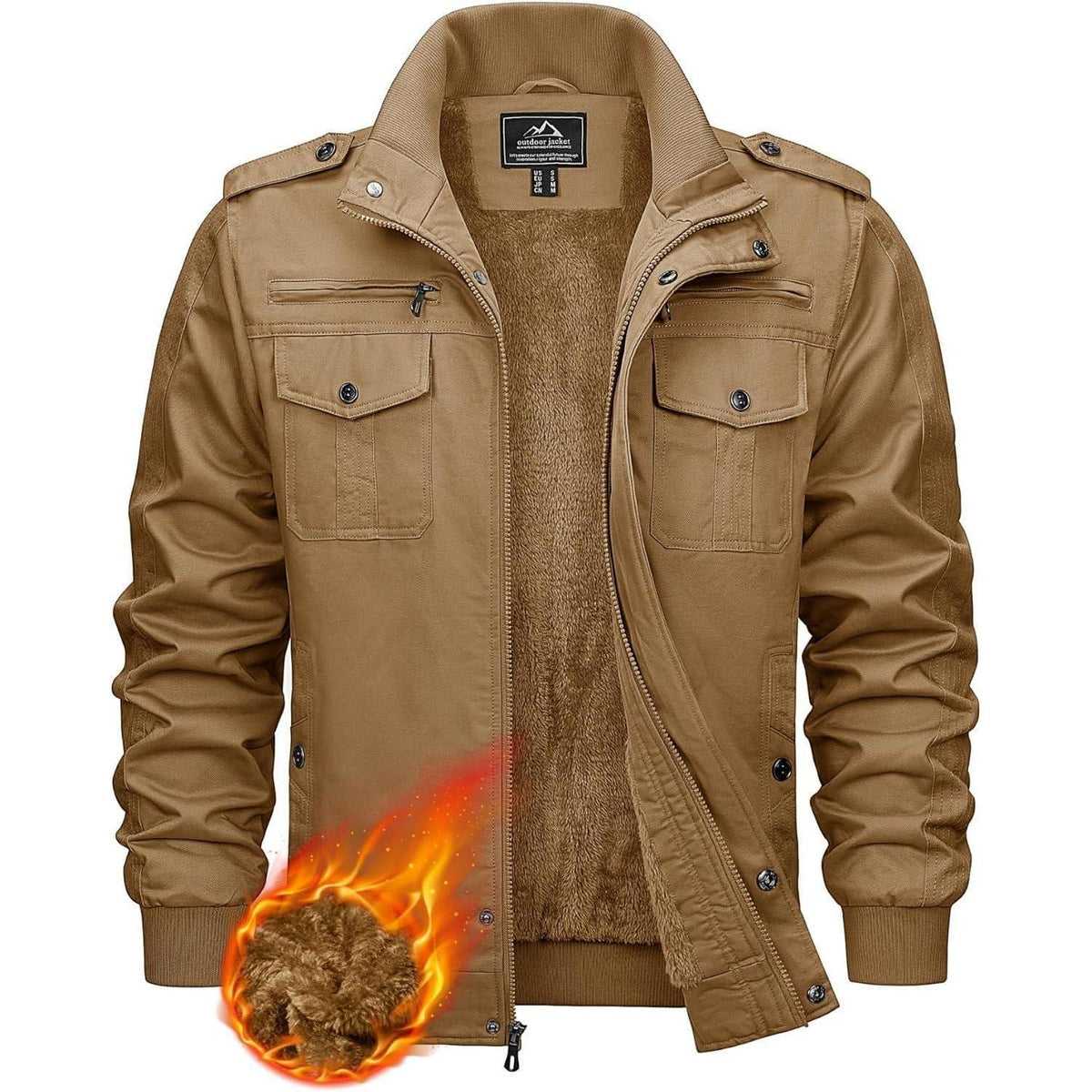 Herren Winterjacke Sherpa gefüttert Khaki XL