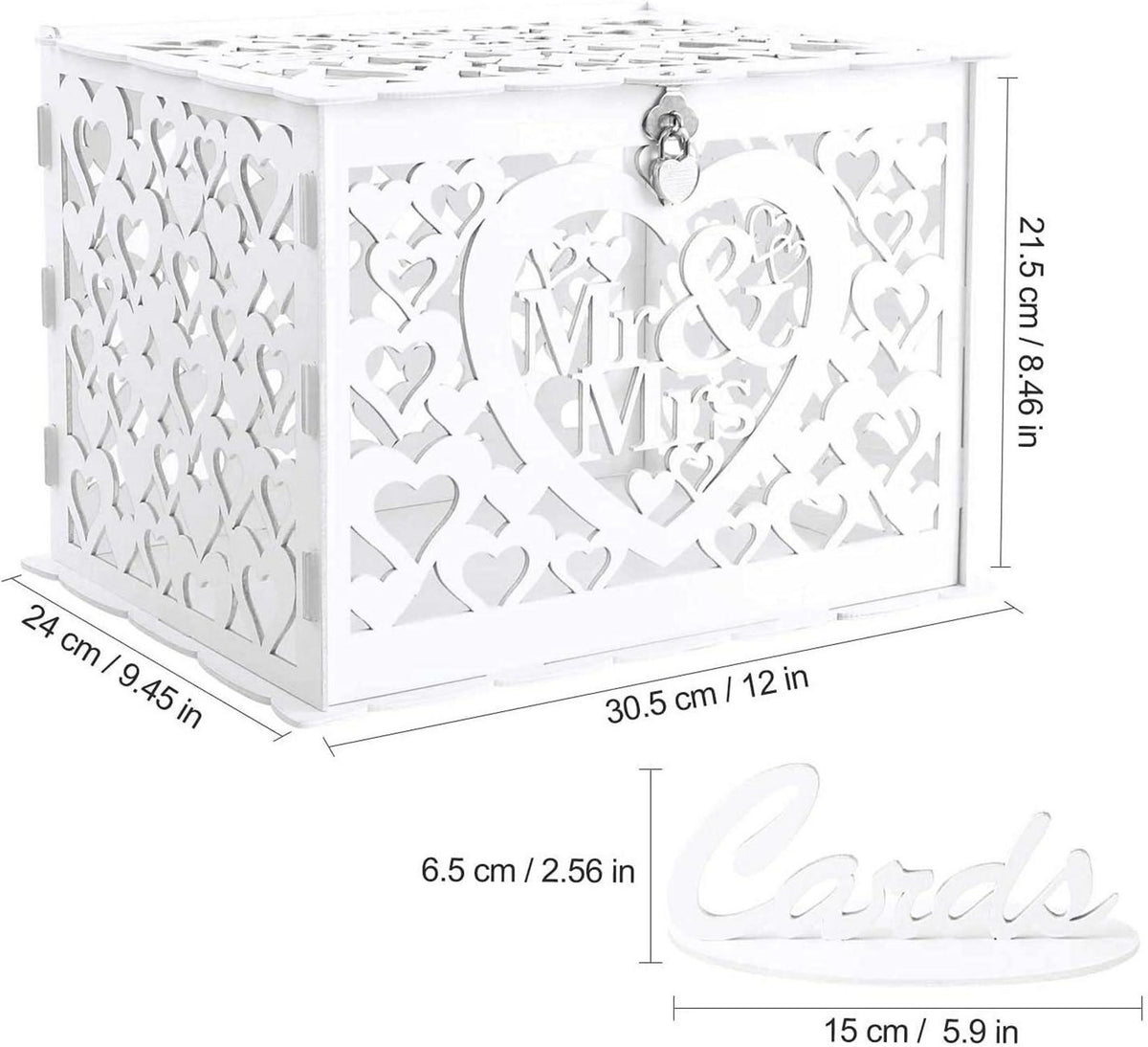Große Vintage Holz Hochzeit Geschenkkarten Box mit Schloss