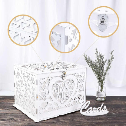 Große Vintage Holz Hochzeit Geschenkkartenbox mit Schloss