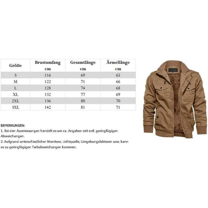 Herren Winterjacke Sherpa gefüttert Militär Cargo Stehkragen Grün