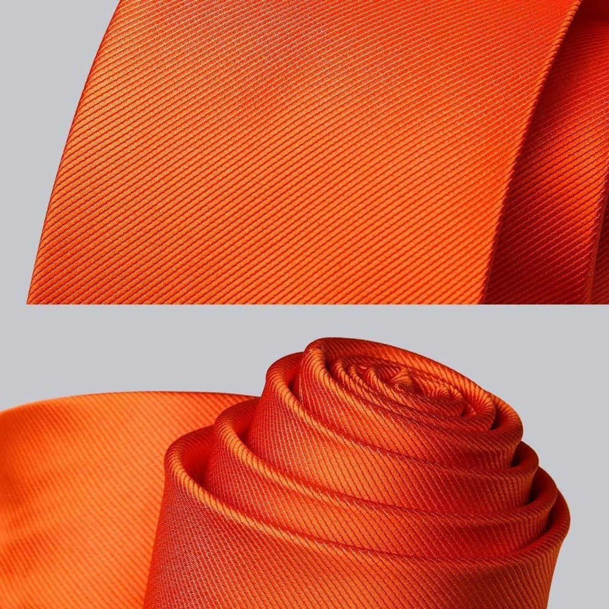 Herren Krawatten-Set mit Einstecktuch und Krawattenklammer Orange