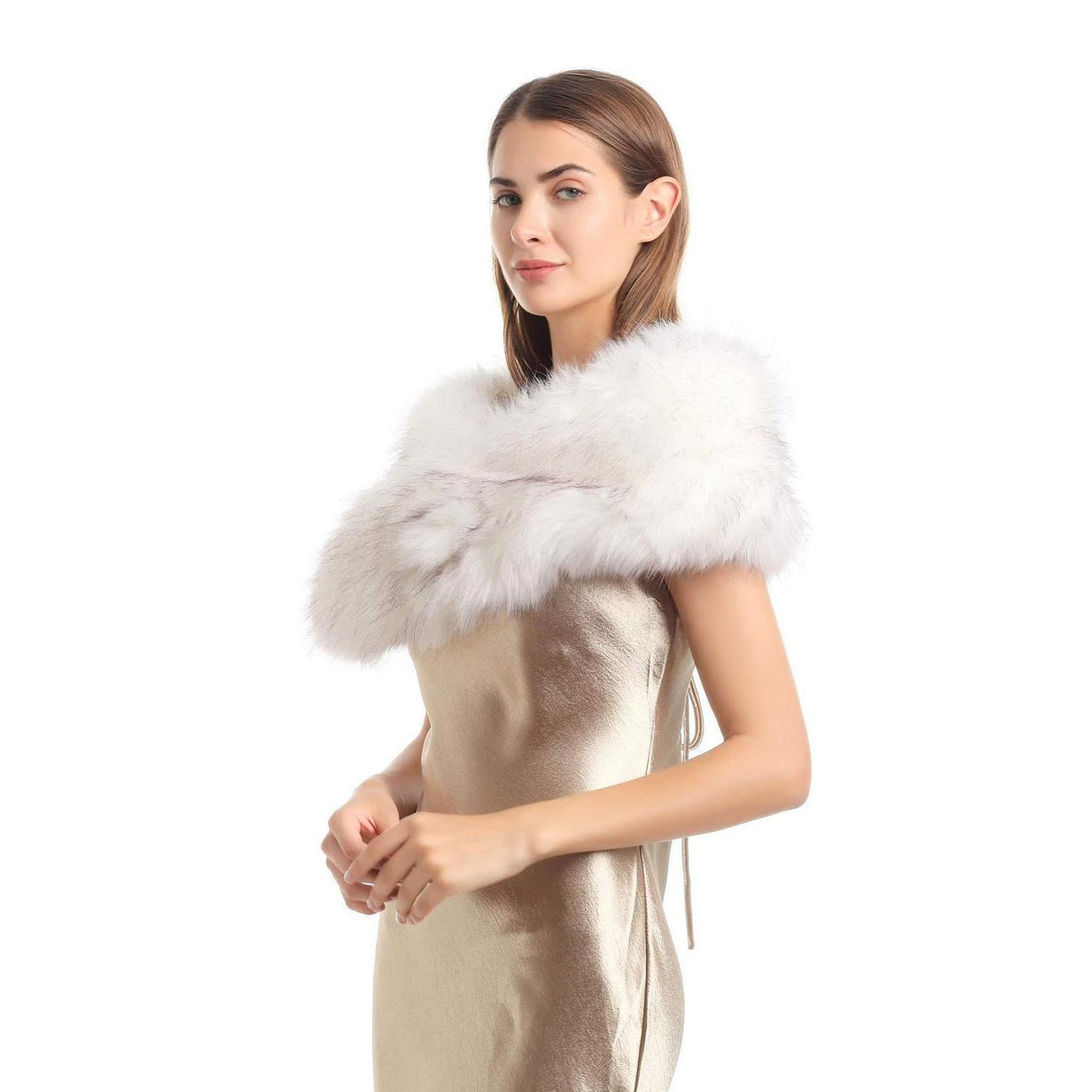 Damen Kunstfell Kragen Weiß 120cm Winter Schal