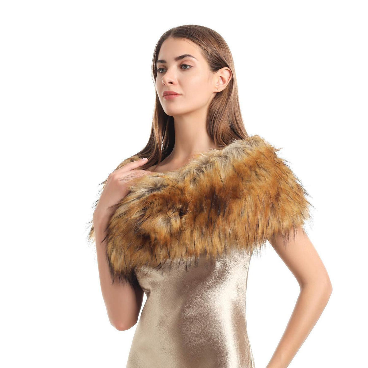 Damen Kunstfell Kragen 120cm warm für Winter Outfits