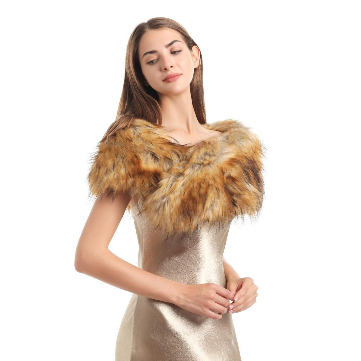 Damen Kunstfell Kragen 120cm warm für Winter Outfits