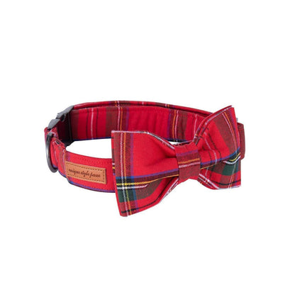 Hundehalsband Fliege Rot Gitter Verstellbar