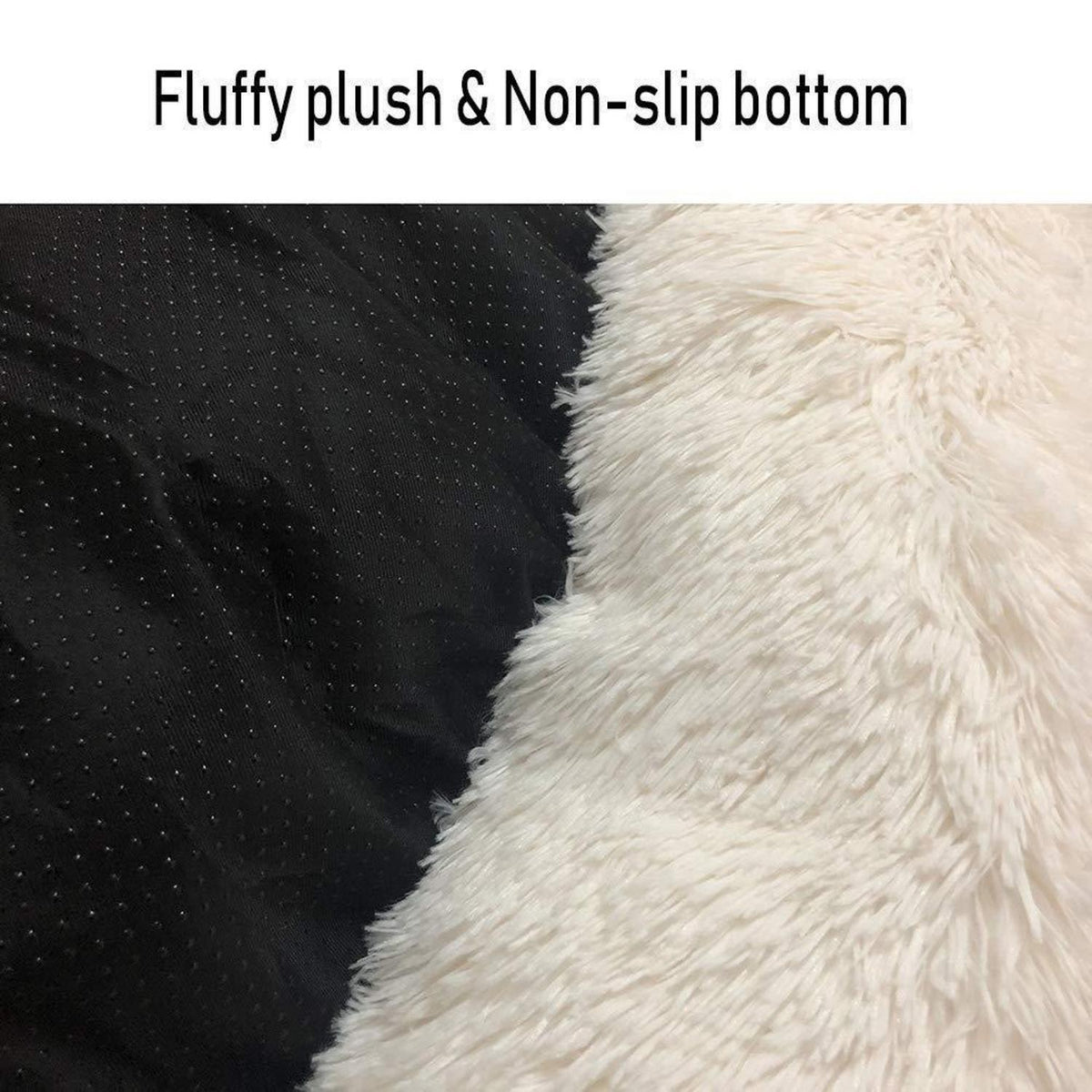 Rundes Hundebett Deluxe Plüsch XXL 120cm Weiß