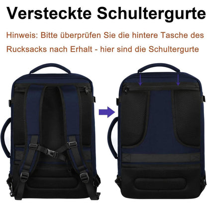 Erweiterbarer Handgepäck Rucksack 40L, Blau, 50x35x20cm
