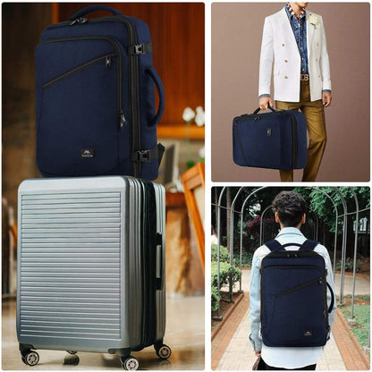 Erweiterbarer Handgepäck Rucksack 40L, Blau, 50x35x20cm