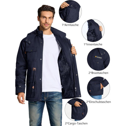 Herren Winterparka Fleecegefüttert mit Kapuze & Taschen