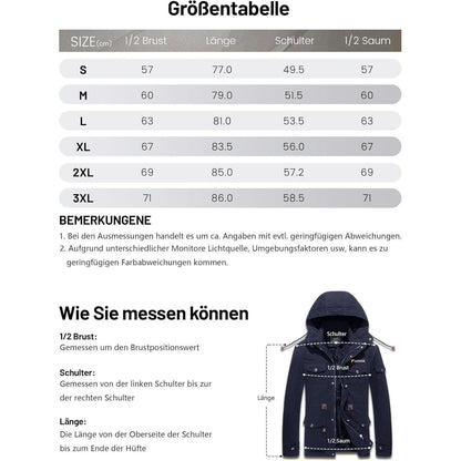 Herren Winterparka Fleecegefüttert mit Kapuze & Taschen