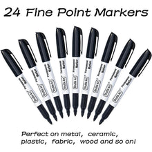 24 schwarze Permanentmarker mit feiner Spitze, wasserfest