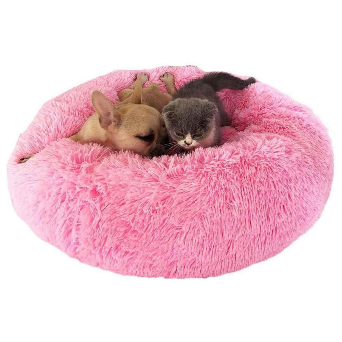 Flauschiges Haustierbett Donut für Hunde & Katzen, Rosa 110cm