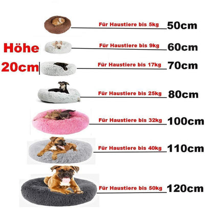 Flauschiges Haustierbett Donut für Hunde & Katzen, Braun 110cm
