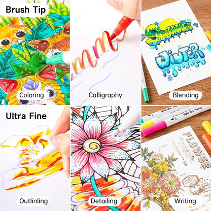 120 Farben Dual Brush Pen Set mit Pinsel- und Finelinerspitze