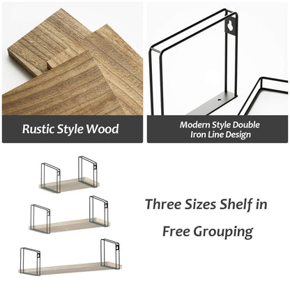 Holz Wandregal 3er Set – Rustikales Schweberegal für Küche & Bad