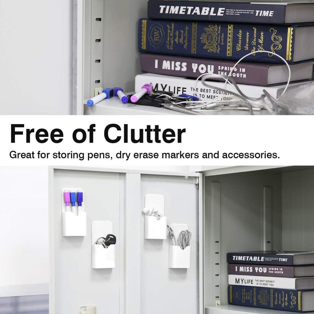 Magnetischer Stiftehalter für Whiteboard, 4 Stück Weiß