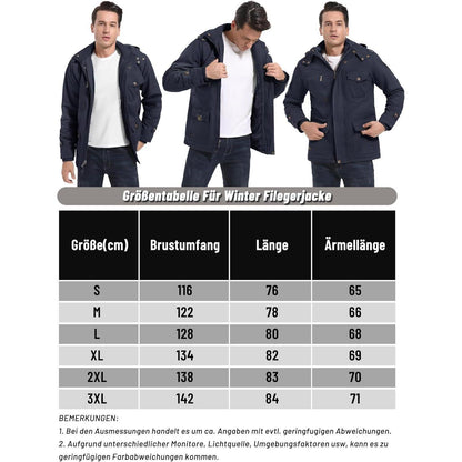 Herren Winterparka mit Kapuze – Warm gefüttert & Vieltaschen