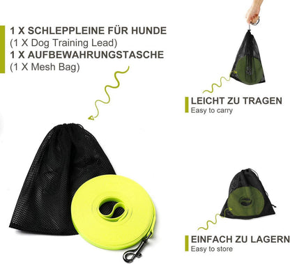 Toozey Hundeschleppleine 5m 10m 15m 20m Neon Gelb wasserdicht robust