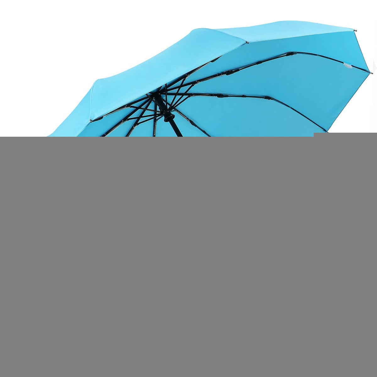 Sturmfester Taschenschirm Automatik, Hellblau, 10 Rippen