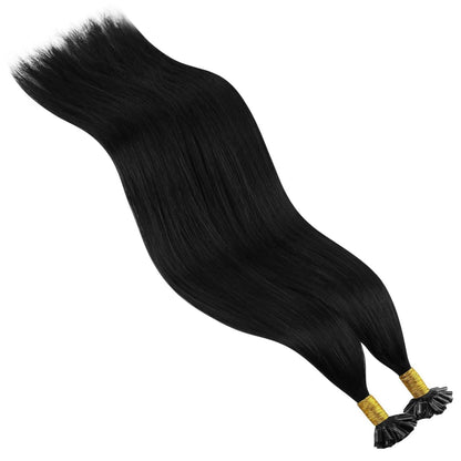 Echthaar Bondings Schwarz - Keratin U Tip Extensions 55cm