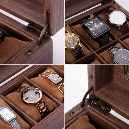Vintage Uhrenbox 6 Uhren Holzmuster
