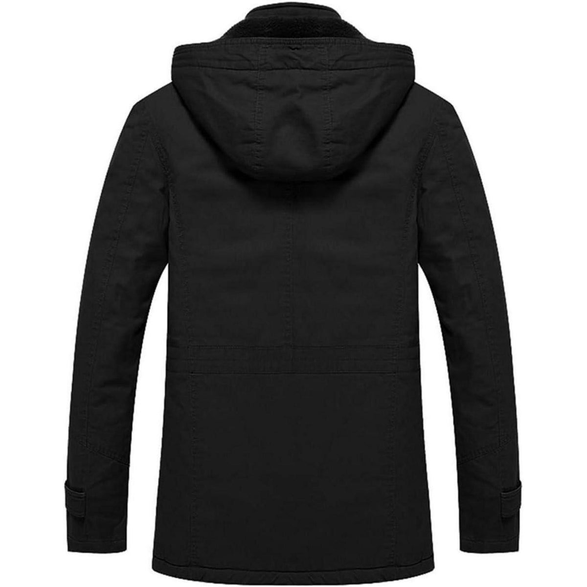 Herren Winterjacke Warm Gefüttert Militärstil Schwarz 3XL