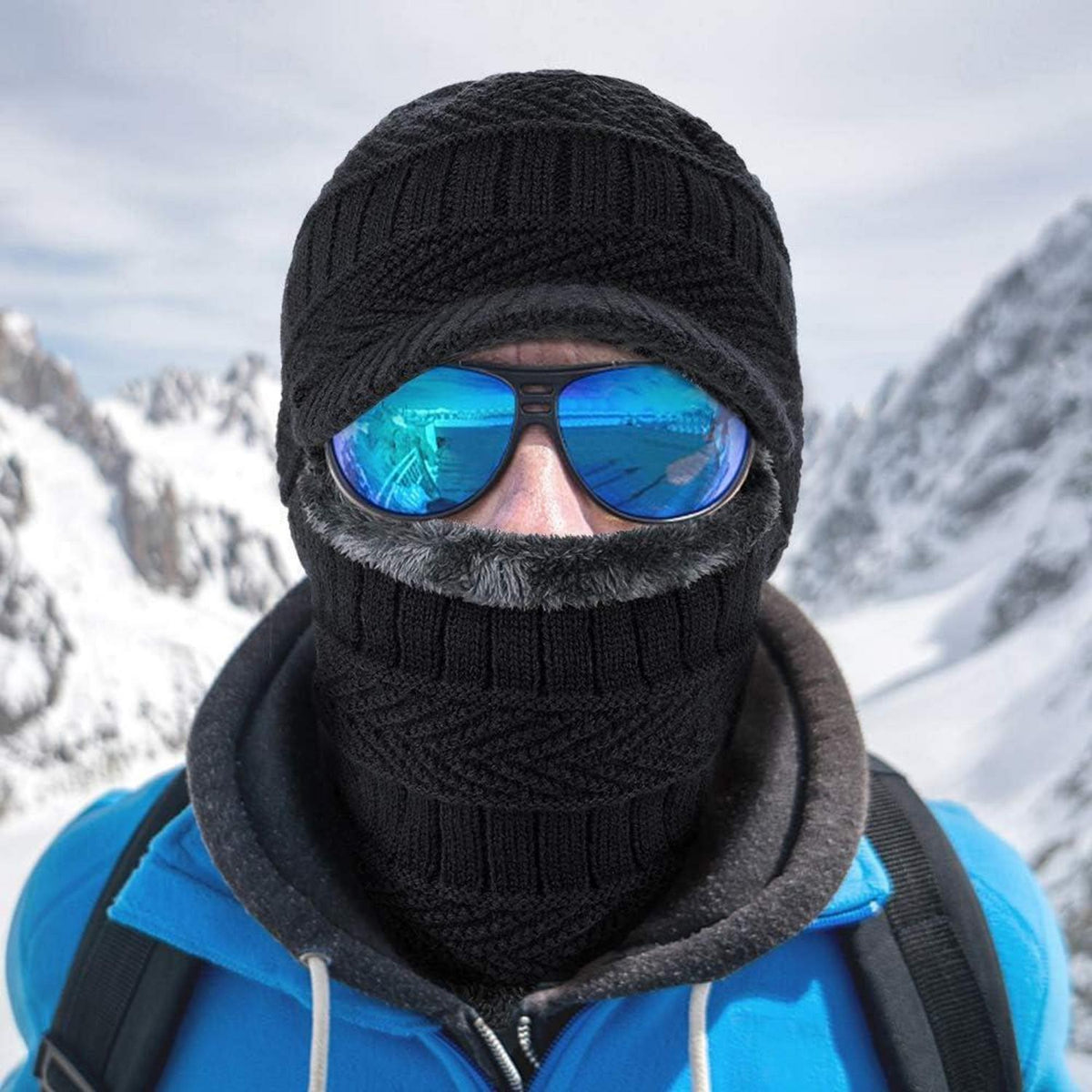 Sturmhaube mit Halswärmer – Winddichte Ski-Gesichtsmaske Schwarz