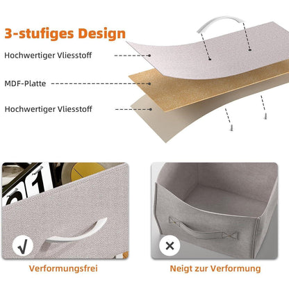 Kommode mit 5 Stoffschubladen – Aschgrau, 100x30x55 cm