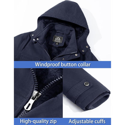 Herren Winterjacke Fleecegefüttert Marineblau | Outdoor & Arbeitsjacke