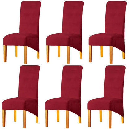 Stretchy Stuhlbezüge Samt, 6er Set (Groß), Rot