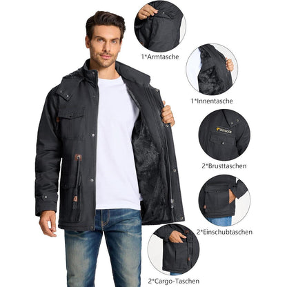 Winterparka Herren Fleecegefüttert Dunkelgrau XL