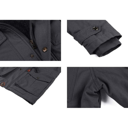 Herren Winterparka Fleecegefüttert mit Taschen & Kapuze Dunkelgrau