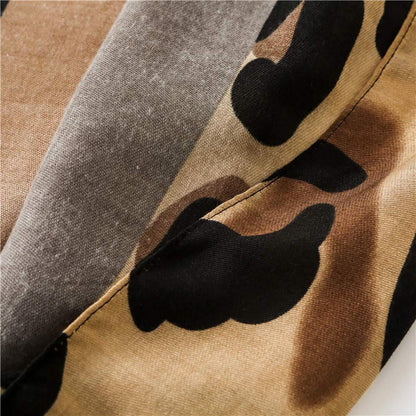 Kuschelschal Damen Leopardenmuster warm, Stola Braun
