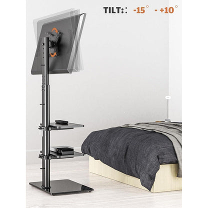 Höhenverstellbarer TV-Standfuß mit 3 Regalen für 19-42 Zoll TV