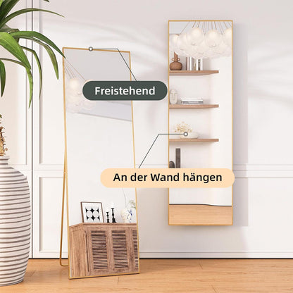Ganzkörperspiegel Standspiegel Gold 140x40cm | Lehnend & Wandmontage