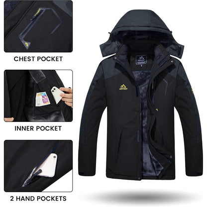 Herren Winterjacke wasserdicht & winddicht mit Fleece-Futter XL Dunkelgrau