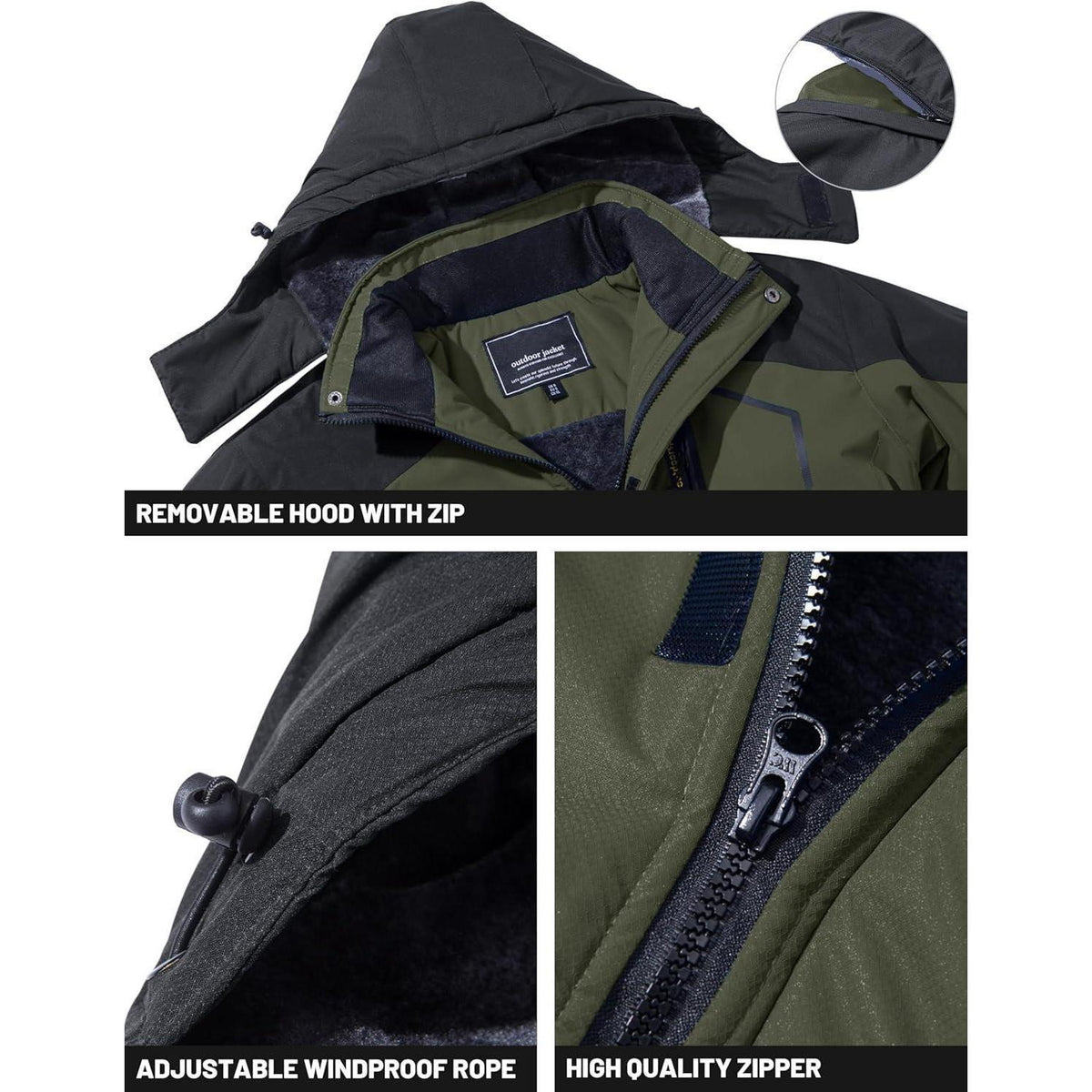 Herren Winterjacke wasserdicht & winddicht mit Fleece-Futter