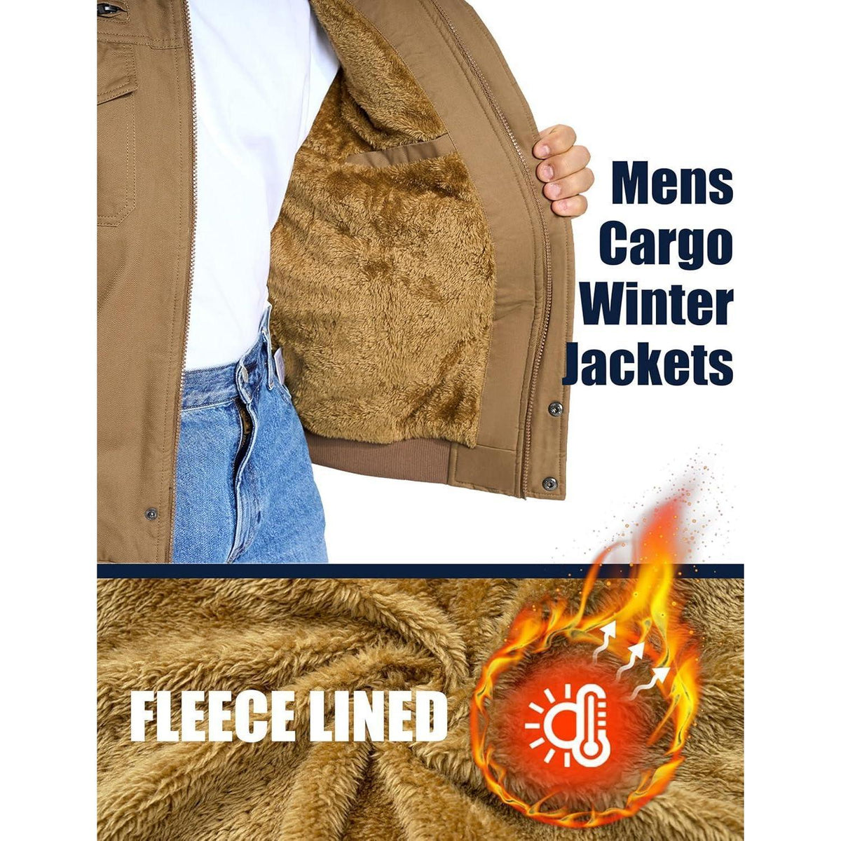 Herren Fleecejacke Winterjacke Warm & Funktional – Outdoor Parka 3XL