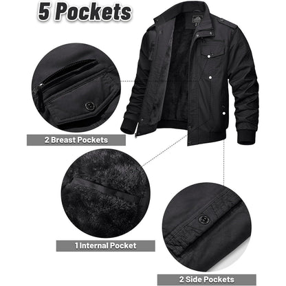Herren Fleecejacke Winterjacke Warm & Funktional – Schwarz XXL