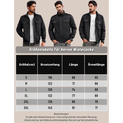 Herren Fleecejacke Winterjacke Warm & Funktional – Schwarz XXL