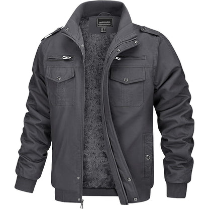 Herren Fleecejacke Winterjacke Warm & Funktional Grau