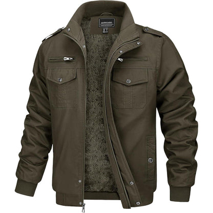 Herren Fleecejacke Winterjacke Warm & Funktional Armeegrün