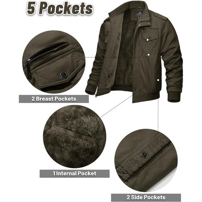 Herren Fleecejacke Winterjacke Warm & Funktional Armeegrün