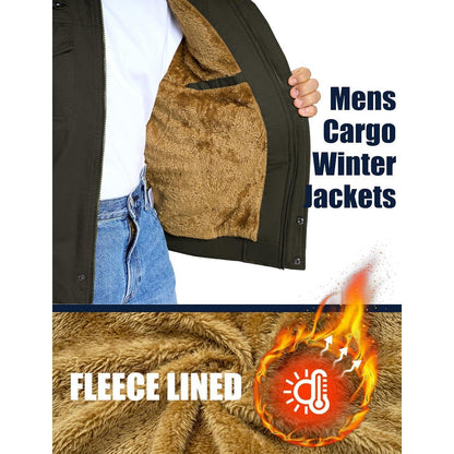Herren Fleecejacke Winterjacke Warm & Funktional Armeegrün 3XL