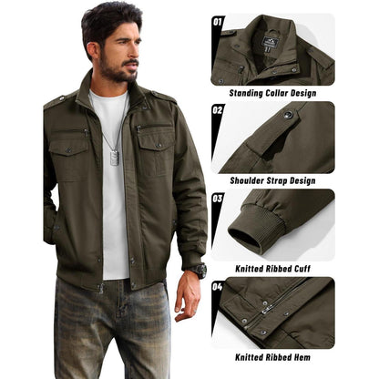 Herren Fleecejacke Winterjacke Warm & Funktional Armeegrün 3XL