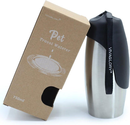 Tragbare Hundewasserflasche 750ml Edelstahl Trinkflasche für unterwegs