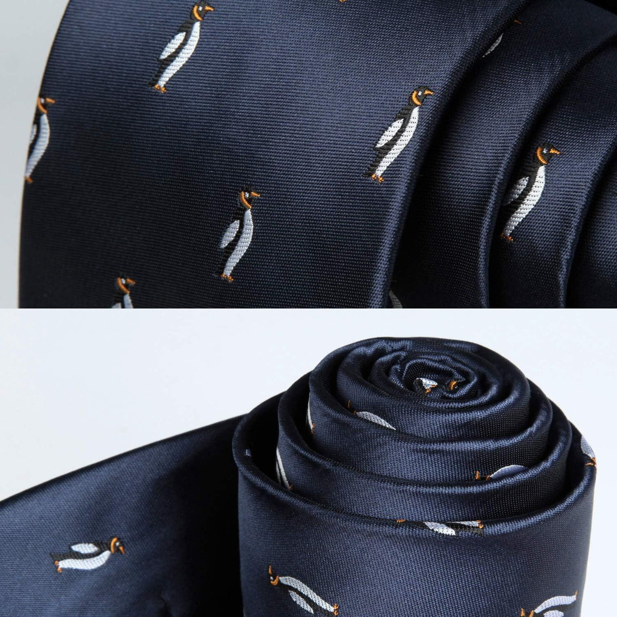 Herren Krawatten Set mit Pinguin Motiv, Marineblau