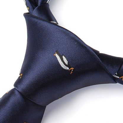 Herren Krawatten Set mit Pinguin Motiv, Marineblau