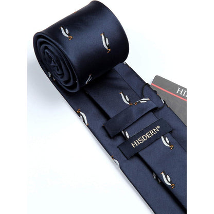 Herren Krawatten Set mit Pinguin Motiv, Marineblau